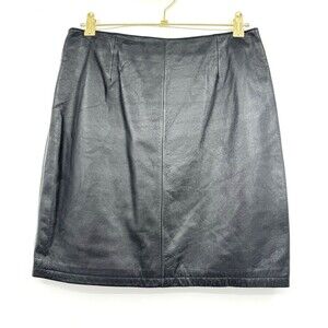VTG 80’s Wilsons Leather Mini Skirt Womens 12 Black Goth Grunge Moto Punk Biker